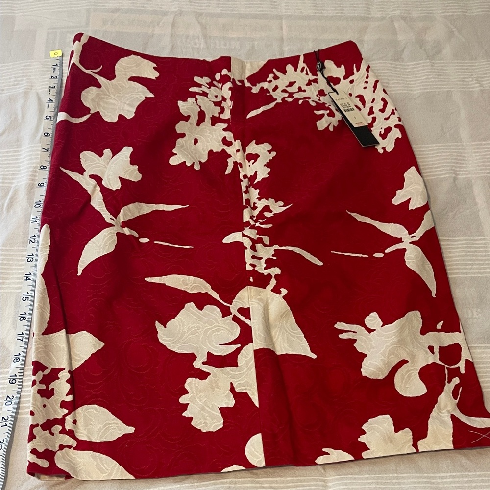 Talbots Red and White Floral Skirt